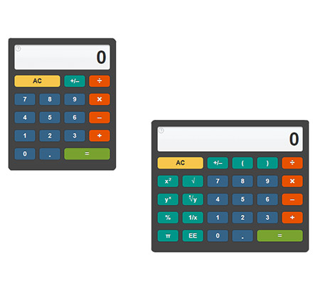 Four button and six button colorful calculator