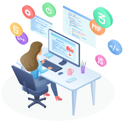 Female worker looking at computer screen